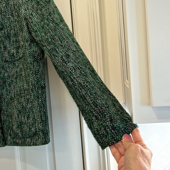 Kasper Green and Black Tweed Blazer w/ Hodden Front Snaps Front Pockets sz. 10P - Picture 5 of 12